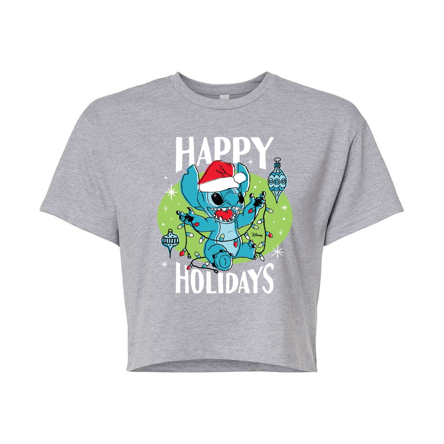 

Укороченная футболка Disney's Lilo & Stitch Junior's Happy Holidays Licensed Character, серый