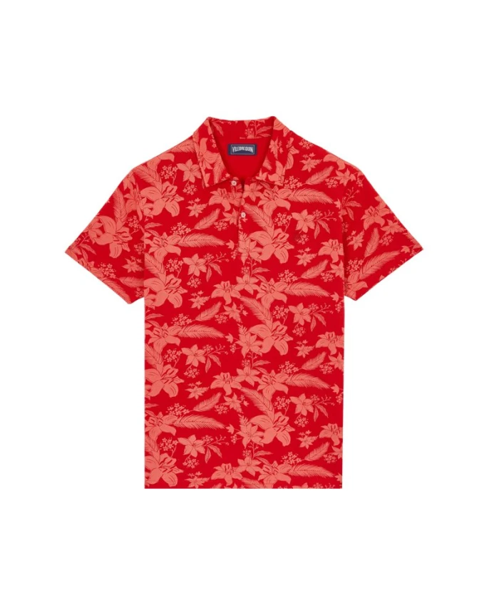 

Хлопковая рубашка поло с принтом в виде цветка молнии Vilebrequin, красный