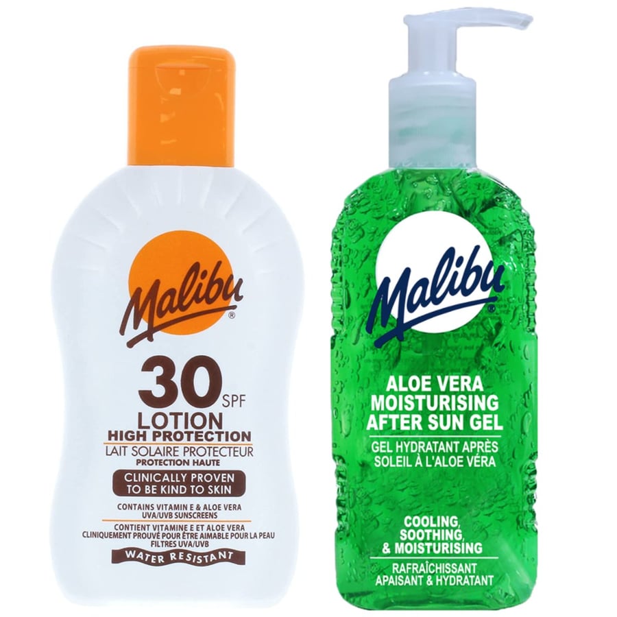 

Водостойкий бальзам Malibu SPF30 200 мл + Гель после загара с алоэ 200 мл