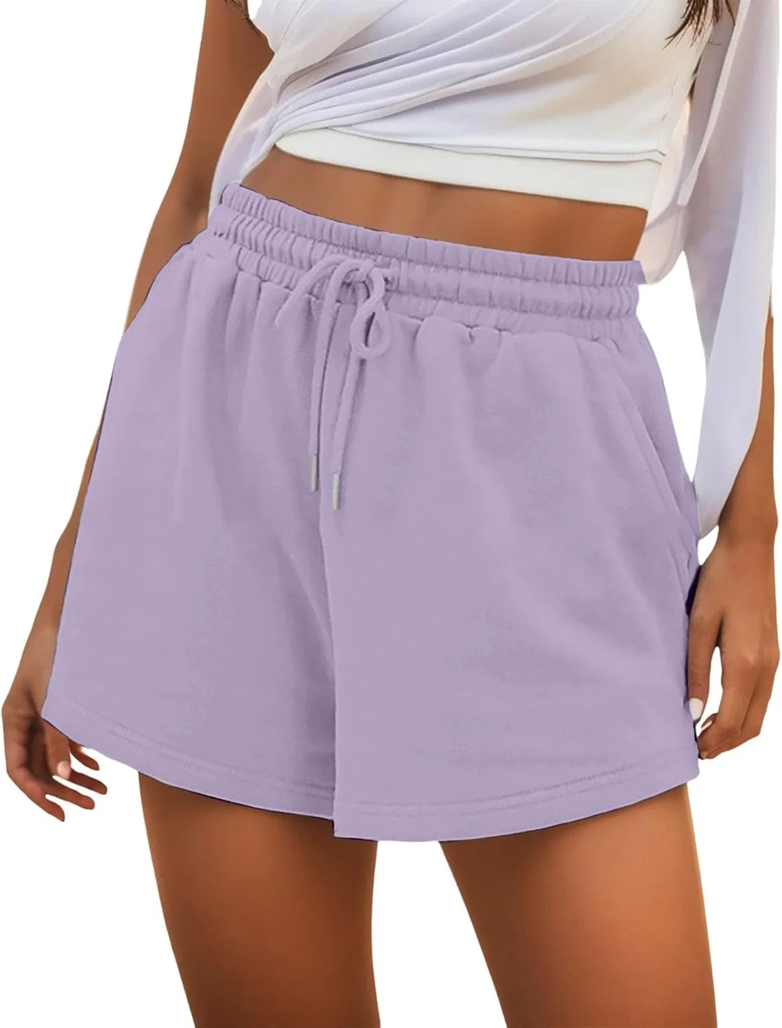 Шорты для активного отдыха женские, высокие, Light Purple