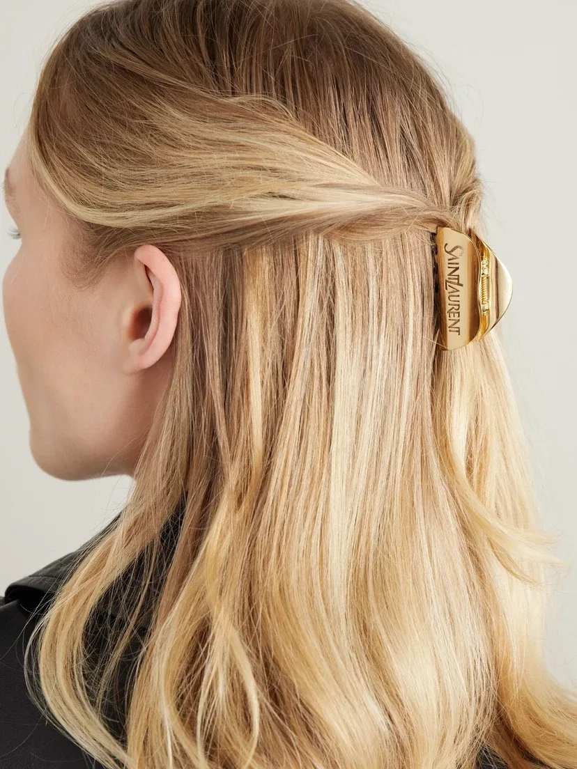 Заколка для волос золотистого цвета Saint Laurent — фото 2