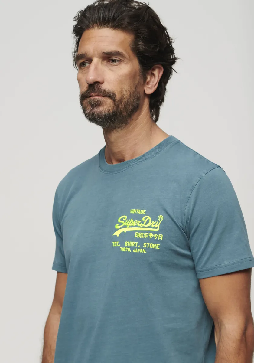 

Рубашка с принтом Superdry "SD-NEON VL T SHIRT", синий
