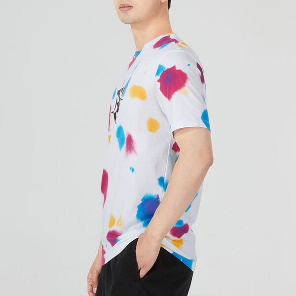 Футболка Men's Nike Tie Dye Geometry Pattern Casual Round Neck Short Sleeve White T-Shirt, мультиколор — фото 4