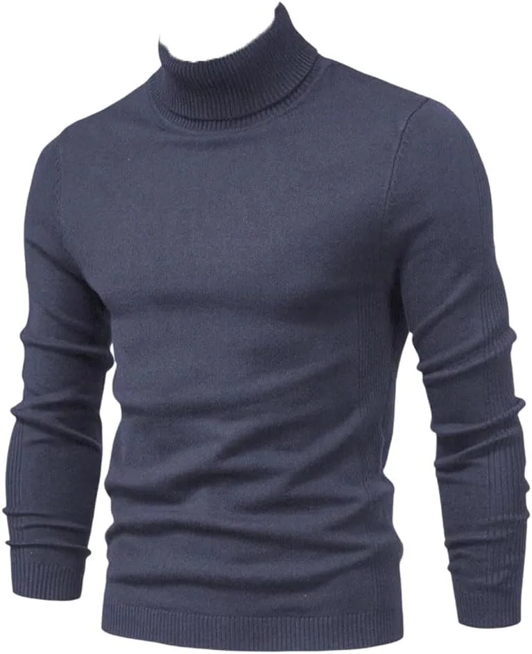 

Мужской зимний толстый свитер с высоким воротником slim fit