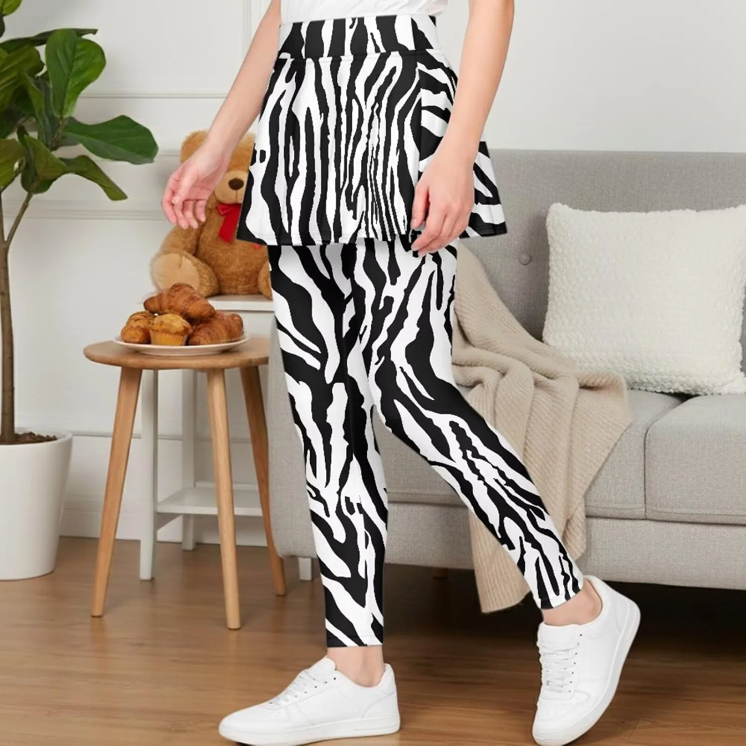 Леггинсы с юбкой 2-в-1 для девочек, Yatixapu, Zebra Print, 5-14 лет — фото 3