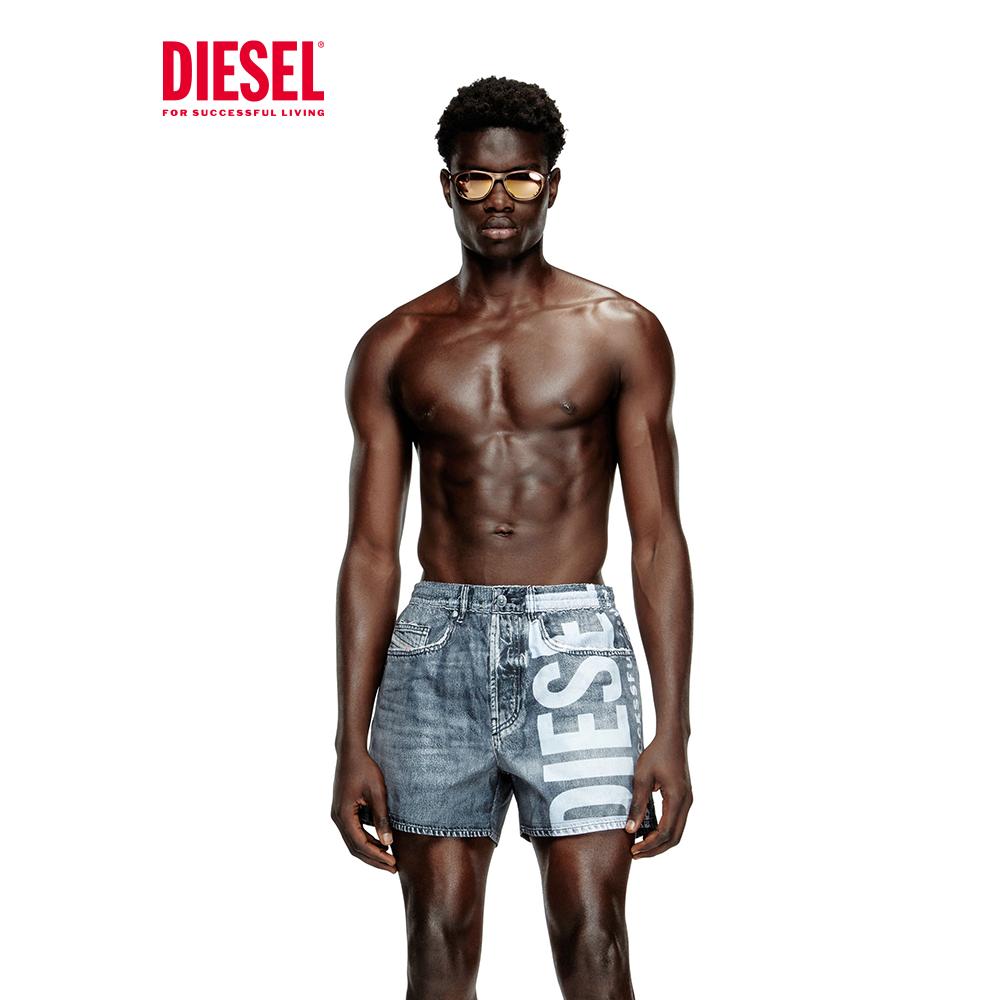 Logo print Swim Shorts DIESEL, светло-серый — фото 4