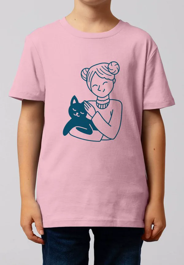 Футболка с принтом "und katze" Watapparel, Cotton Pink