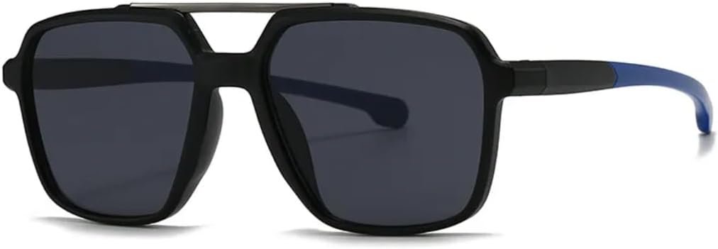 

Винтажные солнцезащитные очки с двойной перемычкой, квадратной формы, для мужчин, классические, для женщин, солнцезащитные очки для вождения, защита от УФ-излучения UV400 TVTBBVV, C5 Black Blue Leg