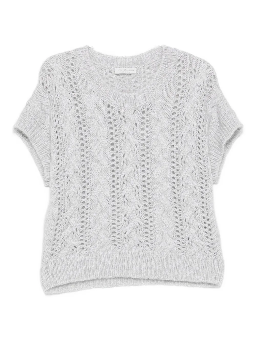 

Свитер вязаный косичкой с люверсами Le Tricot Perugia, серый