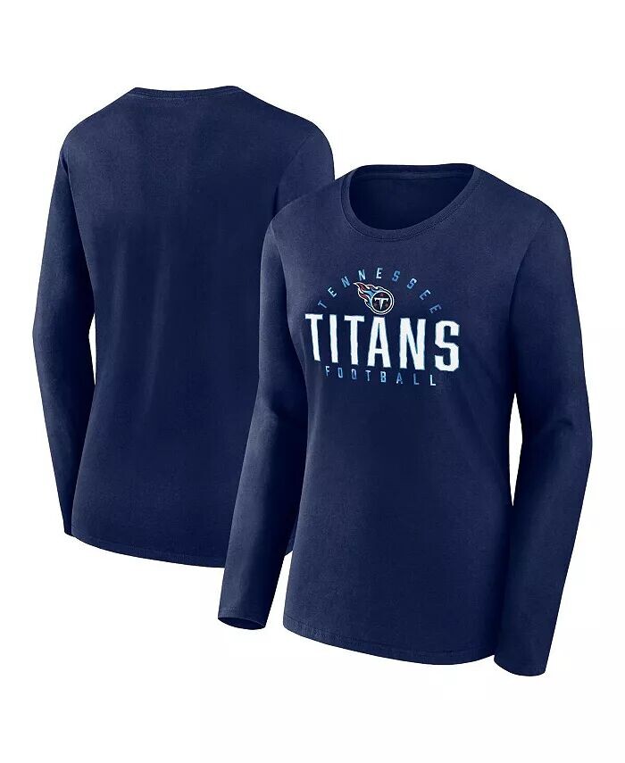 

Женская темно-синяя футболка Tennessee Titans Plus Size Foiled Play с длинным рукавом Fanatics