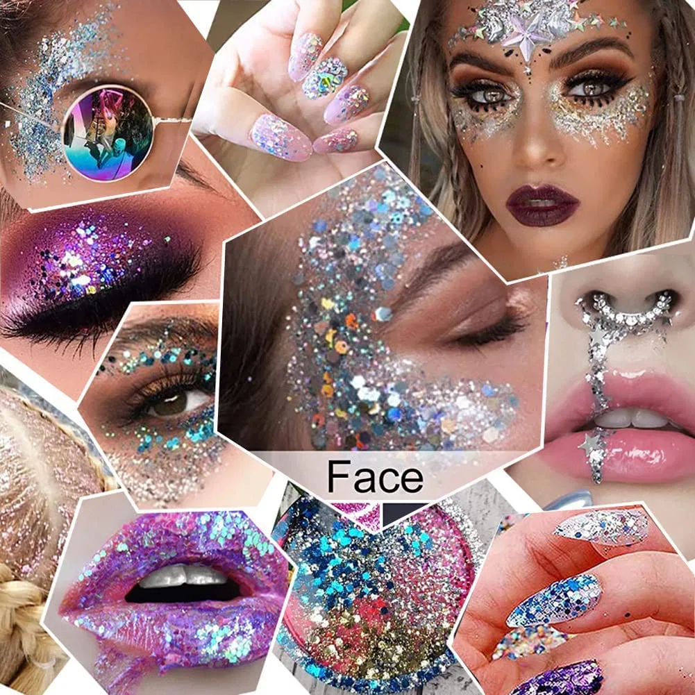 Гель-глиттер для тела Mardi Gras Face Paint Makeup Gl-Turelifes, #07 Red — фото 4