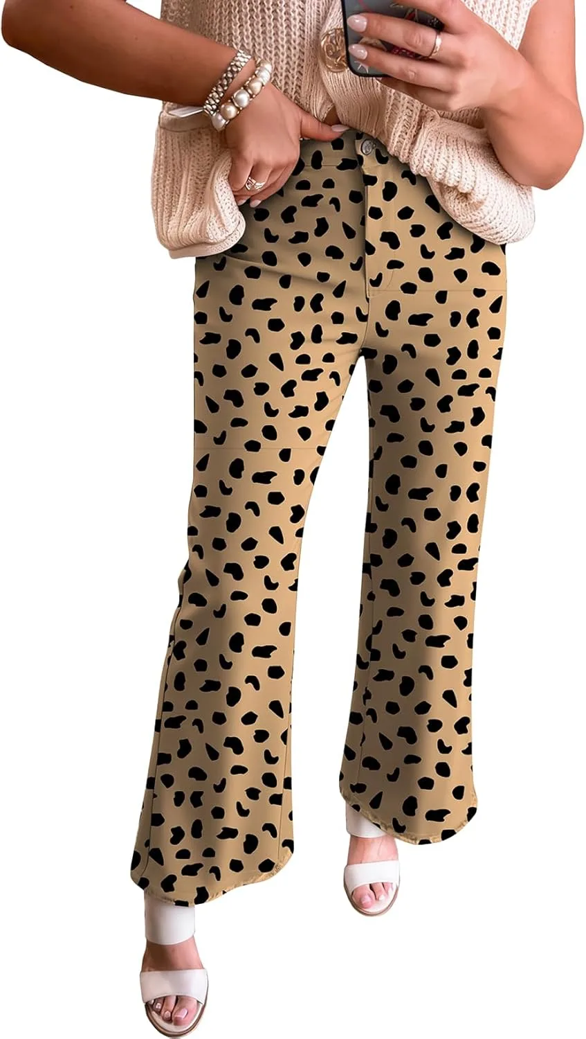 

Женские джинсы с высокой талией и широкими штанинами в леопардовом принте Astylish