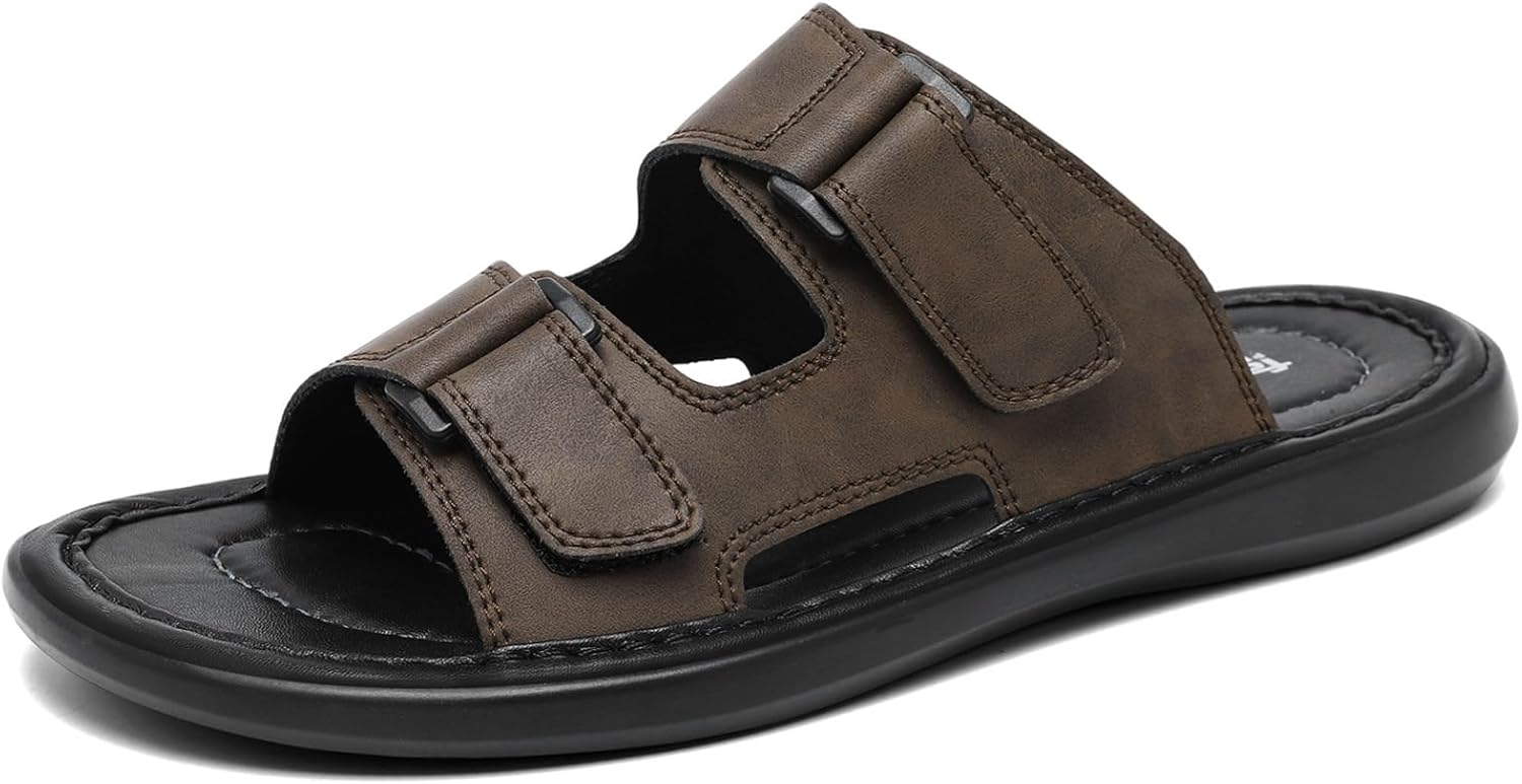 

Мужские кожаные шлепанцы OHCHSH, сандалии с двойным ремешком, удобные тапочки для мужчин, оранжевый