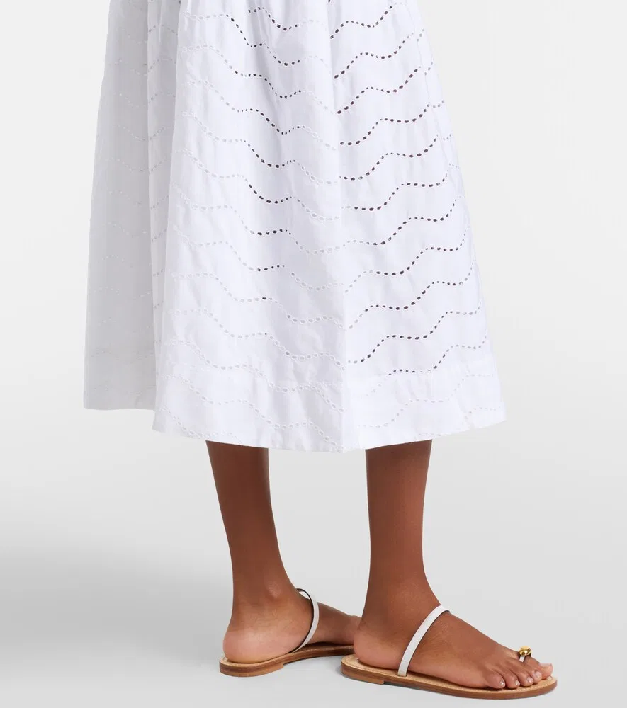 Юбка миди из хлопка Broderie Anglaise Polo Ralph Lauren, белый — фото 4