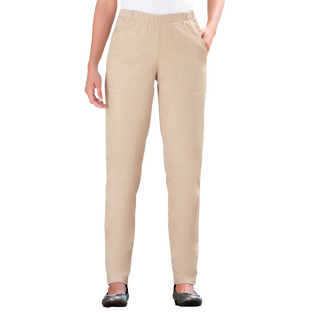 

Женщина в женских прямых джинсах Fineline больших размеров Woman Within, цвет Natural Khaki