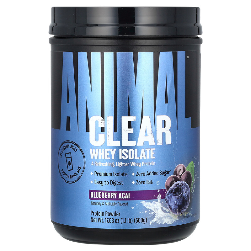 

Animal, Clear, сывороточный изолят, со вкусом голубики и асаи, 500 г (1,1 фунта)