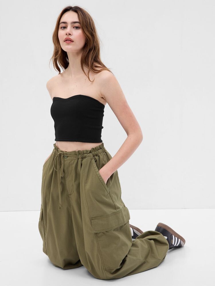 

Укороченный топ без бретелек Gap, черный