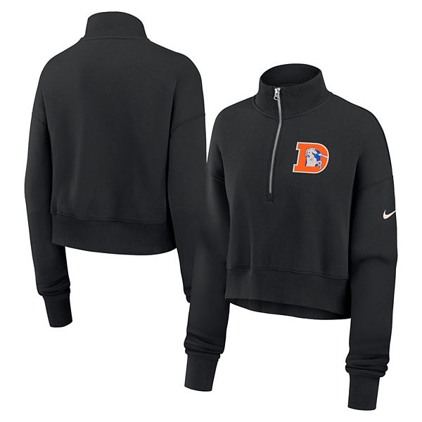 Женская черная толстовка cropped half-zip denver broncos legacy phoenix fleece Nike