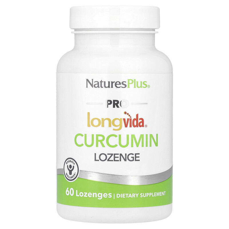 

NaturesPlus, PRO longvìda леденцы с куркумином, 500 мг, 60 пастилок (250 мг на пастилку)