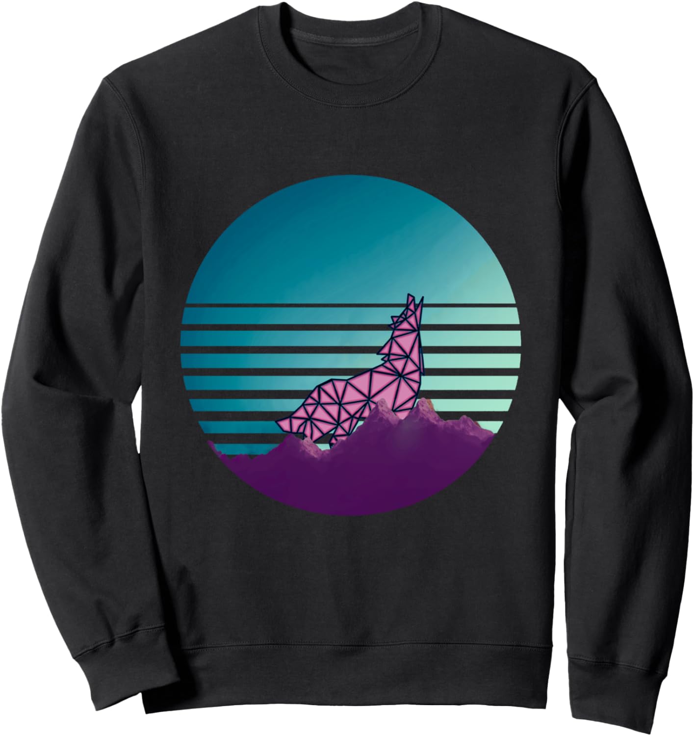 

Геометрический волк в стиле Vaporwave. Винтажная ретро-толстовка 1980-х годов 80S & 90S Aesthetic Vaporwave Designs, черный