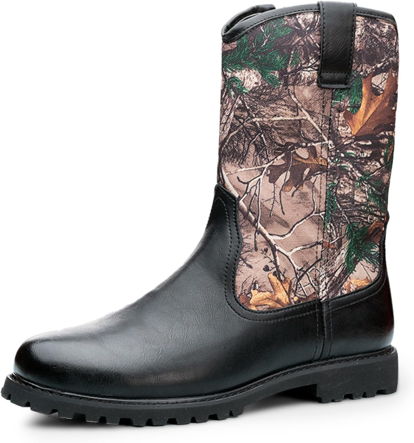 

Мужские кожаные ретро-ковбойские ботинки Abborora с круглым носком, традиционной боковой молнией, вестерн-стиля, черный