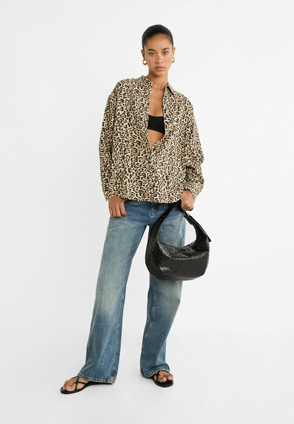 

Рубашка-блузка LEOPARD Stradivarius, пестрый коричневый