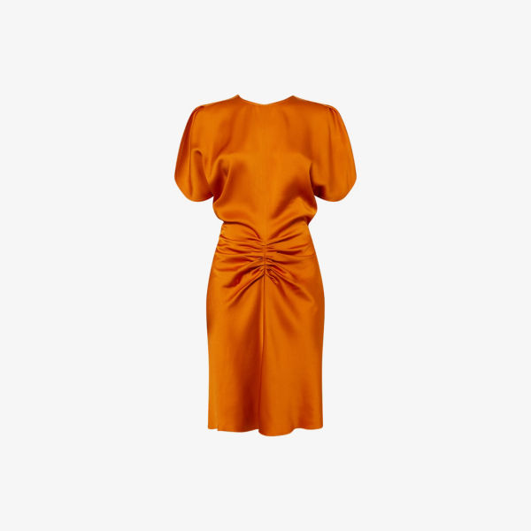

Мини-платье из ткани с защипами, классического кроя Victoria Beckham, оранжевый