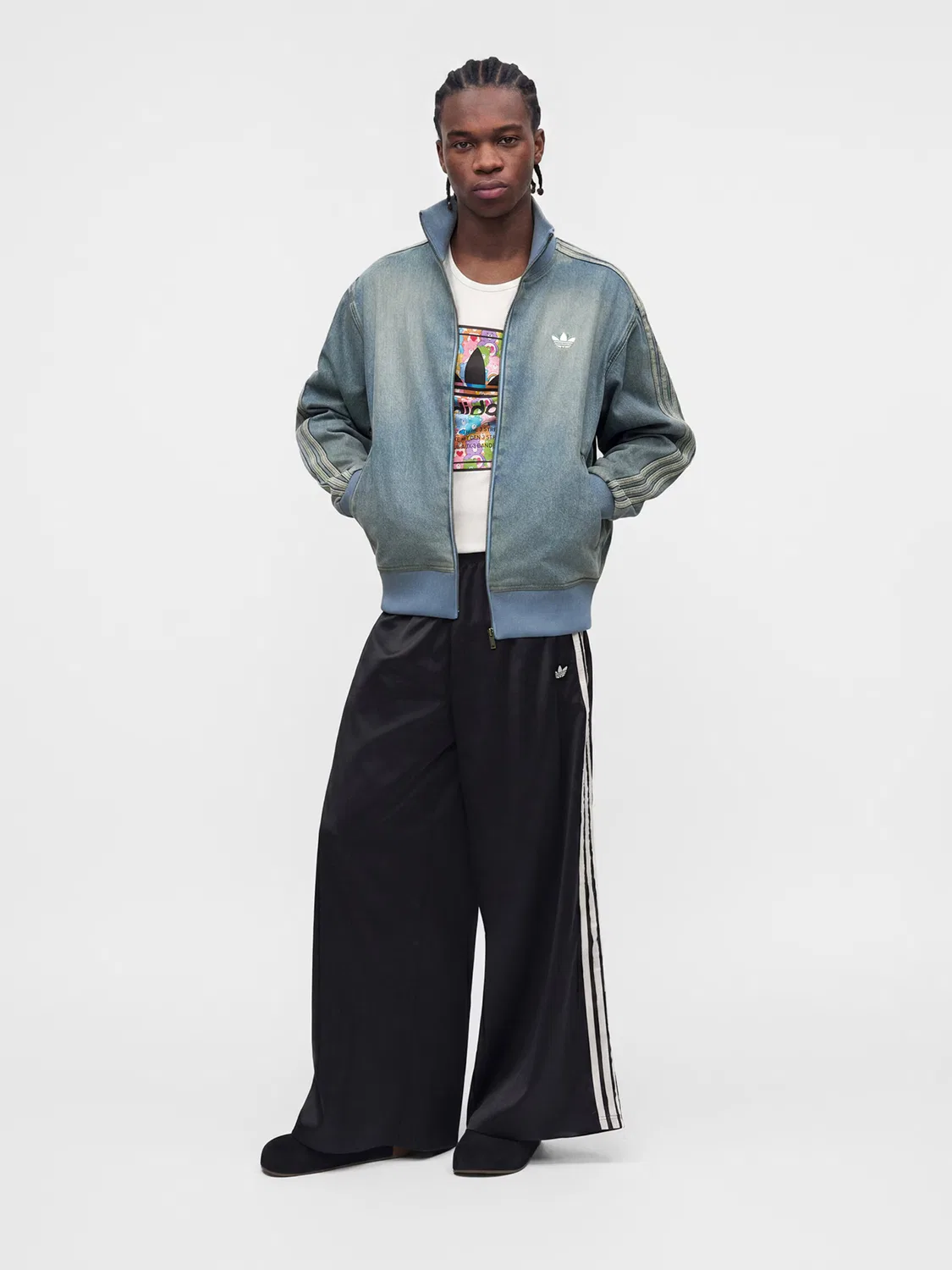 Джинсовая куртка Adidas Originals Between-Season Firebird Adicolor из синего денима — фото 4