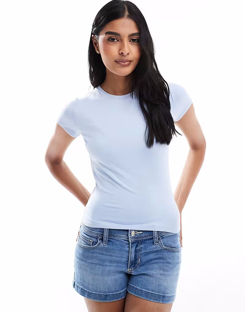 

Футболка Hollister с короткими рукавами, бесшовная, нежно-голубого цвета