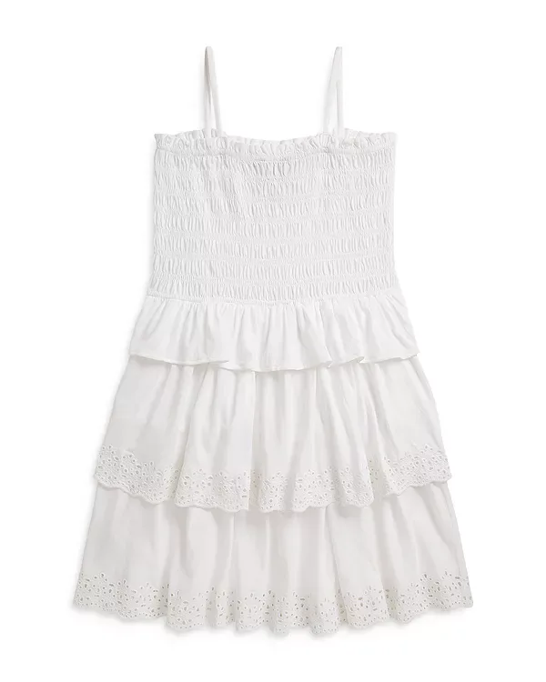 Платье из хлопкового трикотажа со сборками - для детей постарше Ralph Lauren, White — фото 2