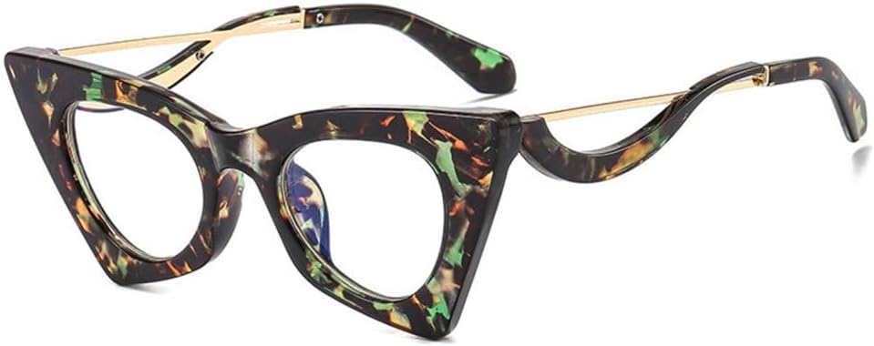 

Модные уникальные солнцезащитные очки «кошачий глаз» для женщин, ретро-очки, яркие очки с защитой от УФ-излучения UV400 для мужчин, оправа конфетных цветов LJTJTAV, Green Pattern Clear