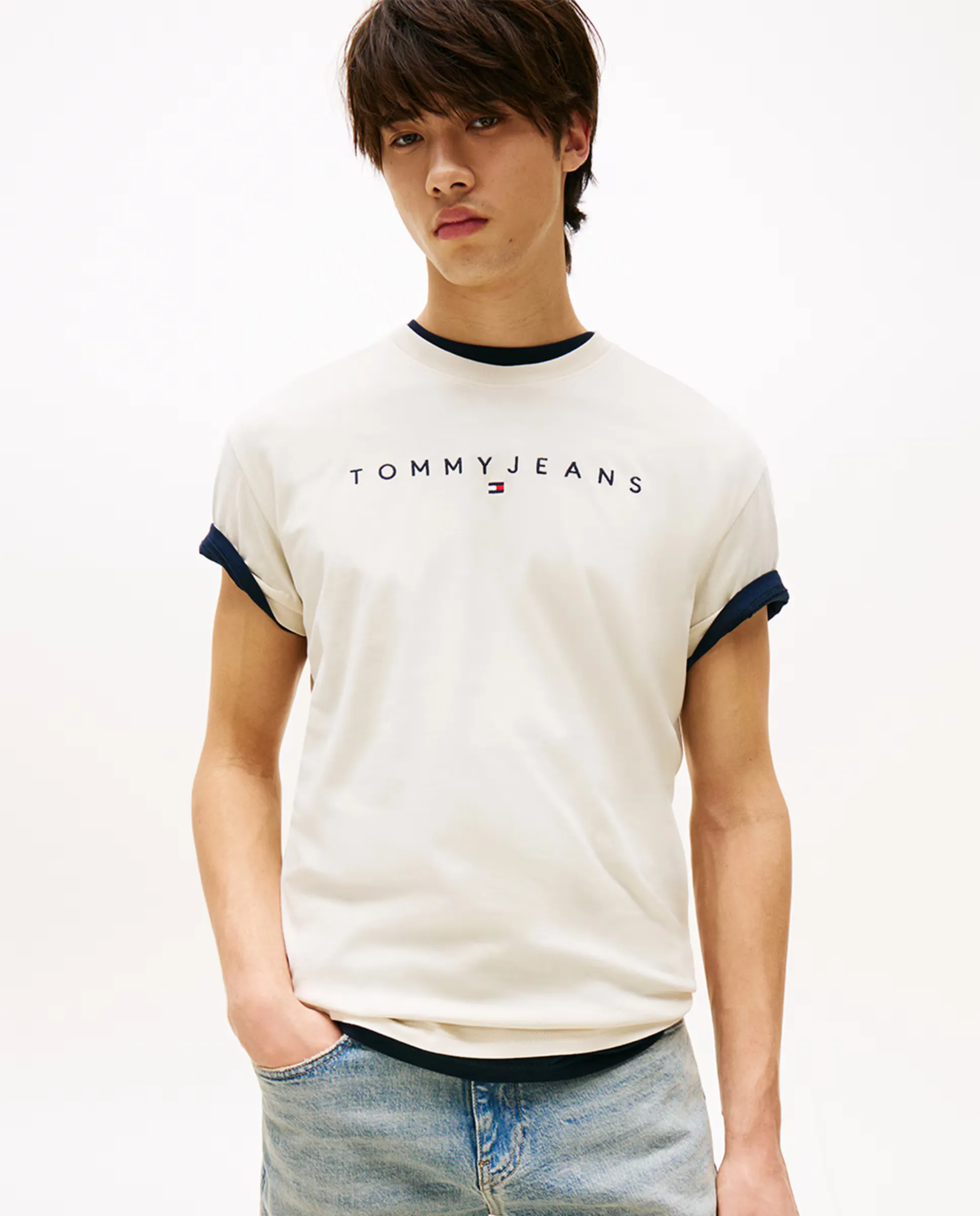 

Футболка мужская классического кроя с коротким рукавом Tommy Jeans, кремовый