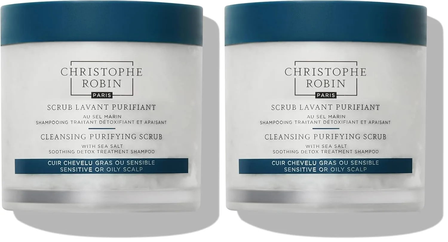 Christophe Robin Purifying Scalp Scrub with Sea Salt - глубоко очищающий детокс-скраб для жирных корней и чувствительной кожи головы 248 мл (2 шт.)