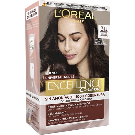 

Краска для волос Excellence Creme Universal Nudes 3U Темный брюнет, L'Oreal