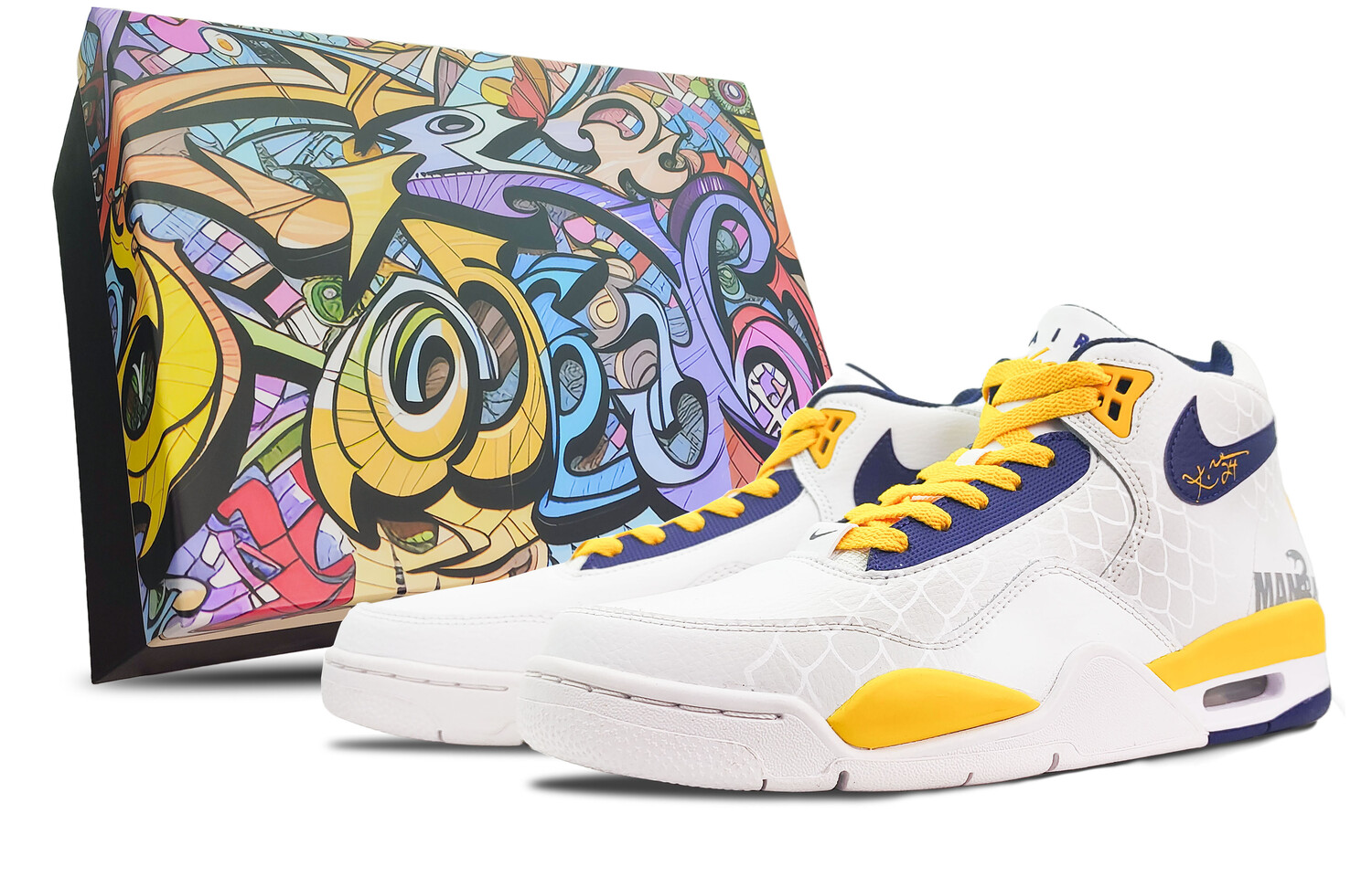 

Кроссовки Nike Flight Legacy Vintage Basketball Shoes Men Mid-top Blue/Yellow, белый
