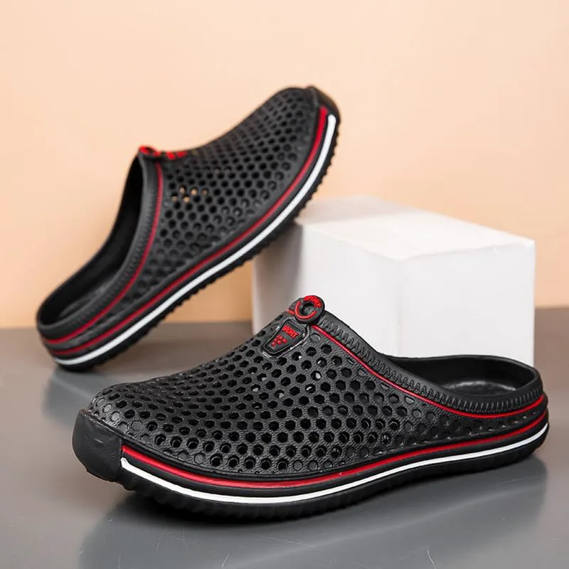 

Мужские сабо, садовая обувь на скольжение, легкие сандалии, шлепанцы, молодежные водные туфли, удобная обувь для прогулок по пляжу DHOVOR, черный