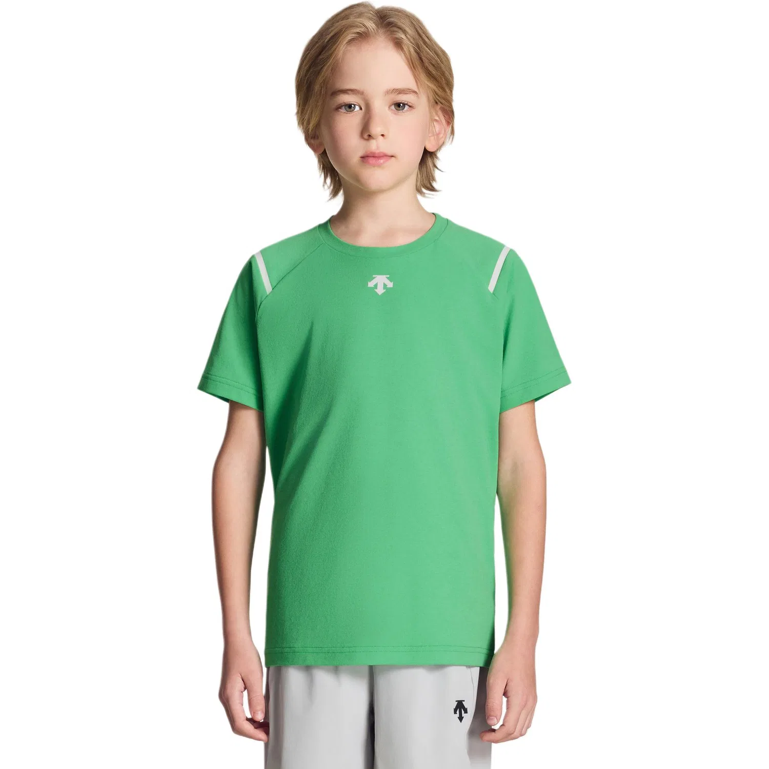 Детская быстросохнущая футболка DESCENTE Crew Neck Thin белая — фото 3