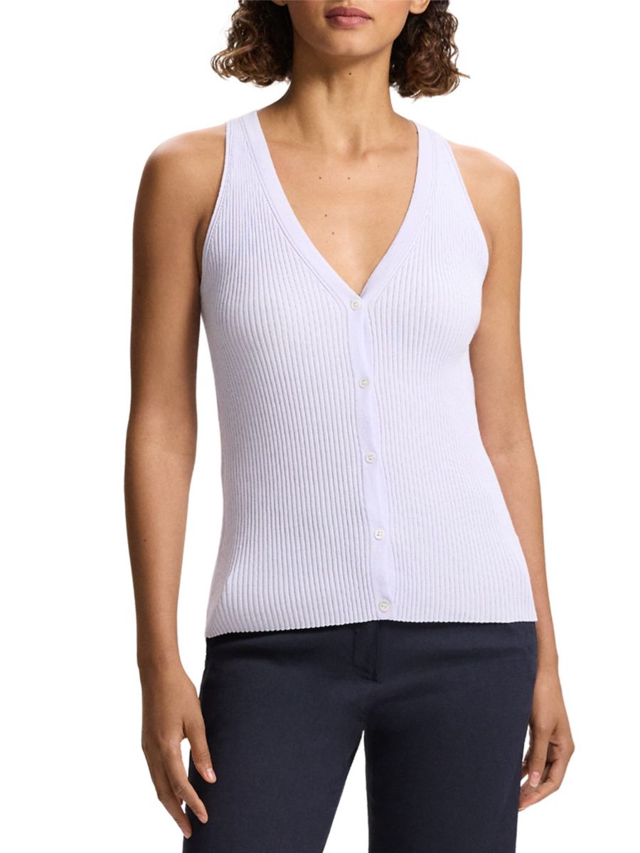 

Жилет из трикотажной резинки Theory, цвет Soft Iris White