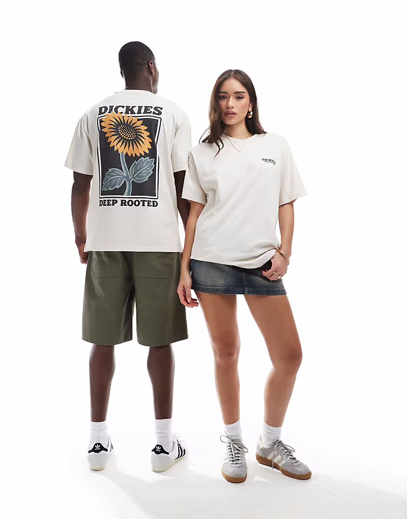 

Футболка Dickies с графическим принтом подсолнуха на спине в цвете «кремово-белый» - эксклюзивно для ASOS