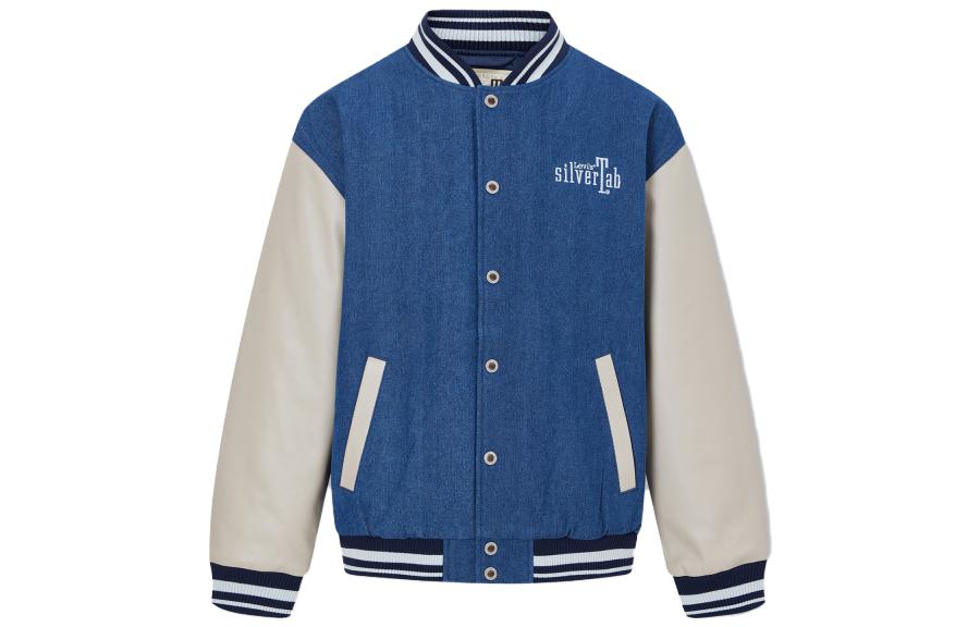 Levis Бейсбольная куртка Levi’s Silver Label Series мужская сине-белая разноцветная, Blue White Multicolor — фото 2