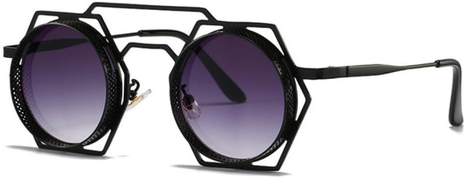 

Круглые солнцезащитные очки в стиле стимпанк для женщин и мужчин, с металлической сеткой, с индивидуальным дизайном, женские очки-маска с защитой от УФ-излучения UV400 WNCKSQ, Black-gray