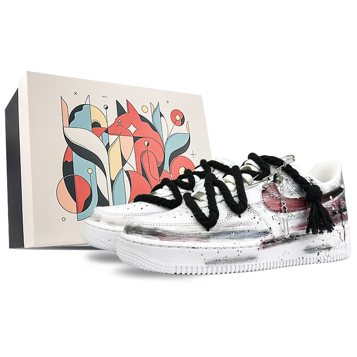 

Кроссовки Nike Air Force 1 с усиленной защитой для скейтбординга, низкие, унисекс, бело-черно-красные, цвет Black White Red