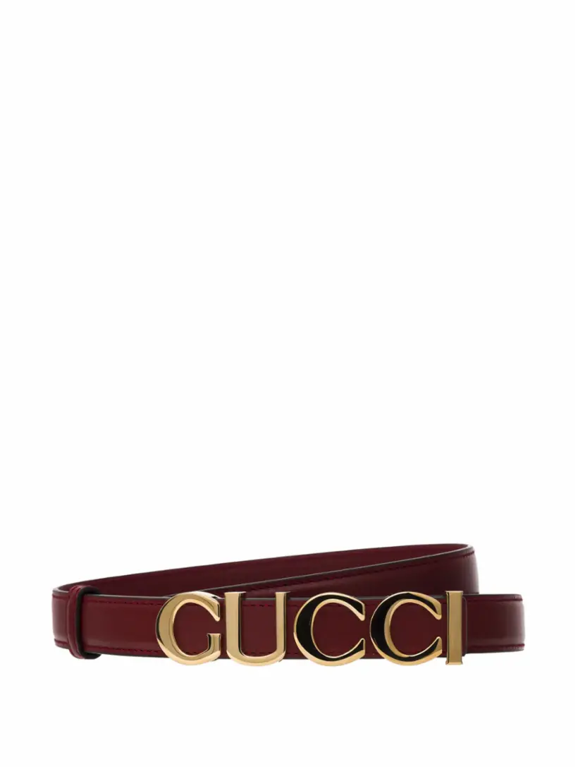 

Кожаный ремень с логотипом Gucci, бордовый