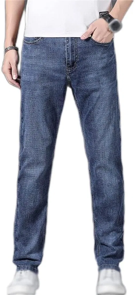 Джинсы прямые Classic Casual Cotton Elastic, Blue Gray