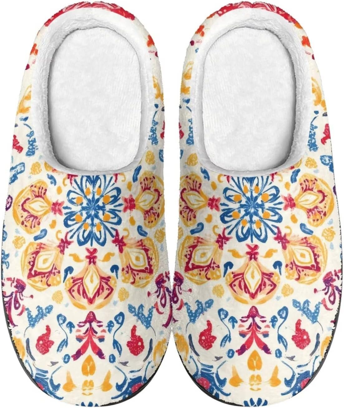 

Мужские и женские нескользящие тапочки, теплые мягкие уютные тапочки из фланели, домашняя обувь для спальни и улицы, размеры 2-12 Zcfygdx, Mandala Flower Print Multicolor