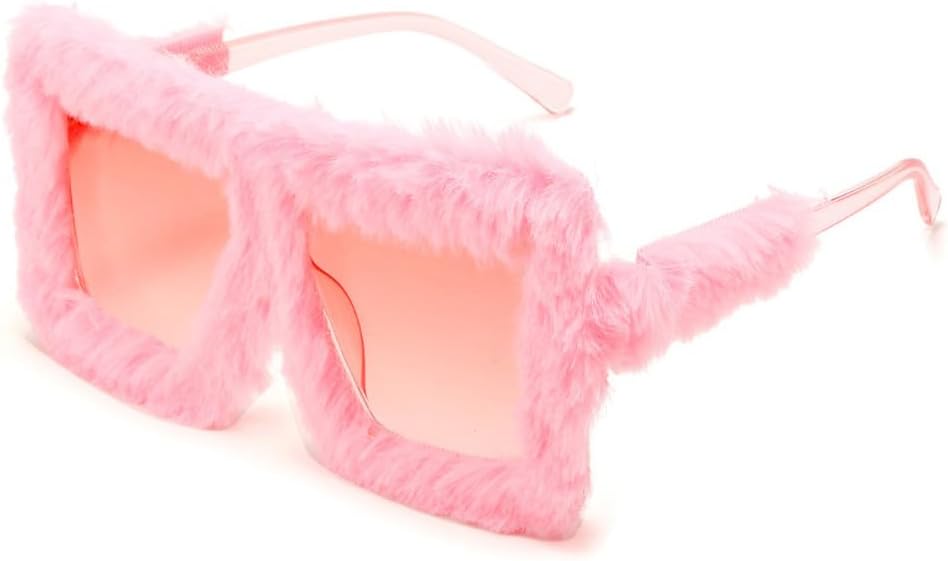 

Модные солнцезащитные очки с мягким мехом для женщин, изготовленные вручную из бархата, большие квадратные очки для женщин с защитой от УФ-излучения UV400 HYYZZC, C5pink-pink