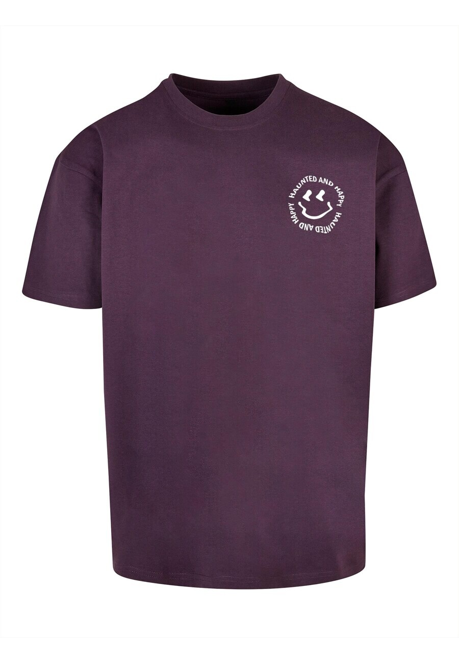 

Классическая футболка Merchcode Shirt Halloween - Haunted and Happy, цвет aubergine