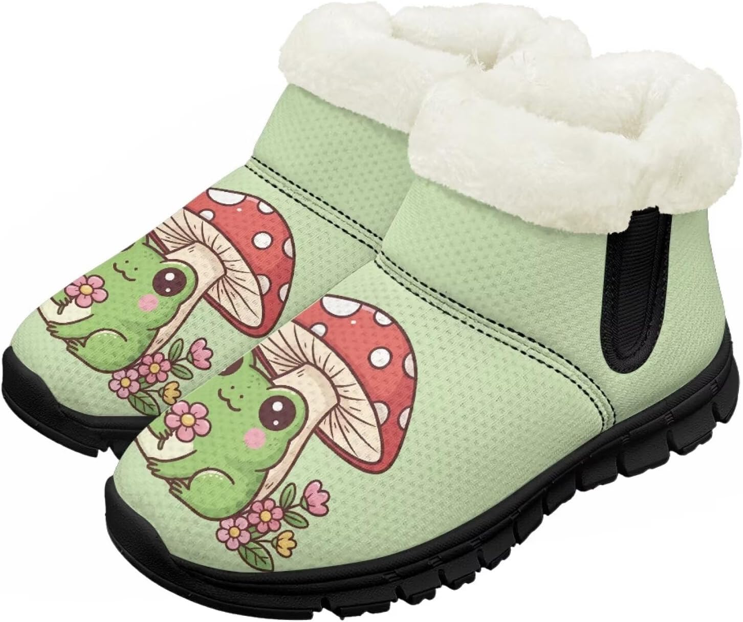 

Детские зимние ботинки для мальчиков и девочек, теплые зимние ботинки с нескользящей подошвой, уличные ботильоны для маленьких детей Suhoaziia, Mushroom Frog
