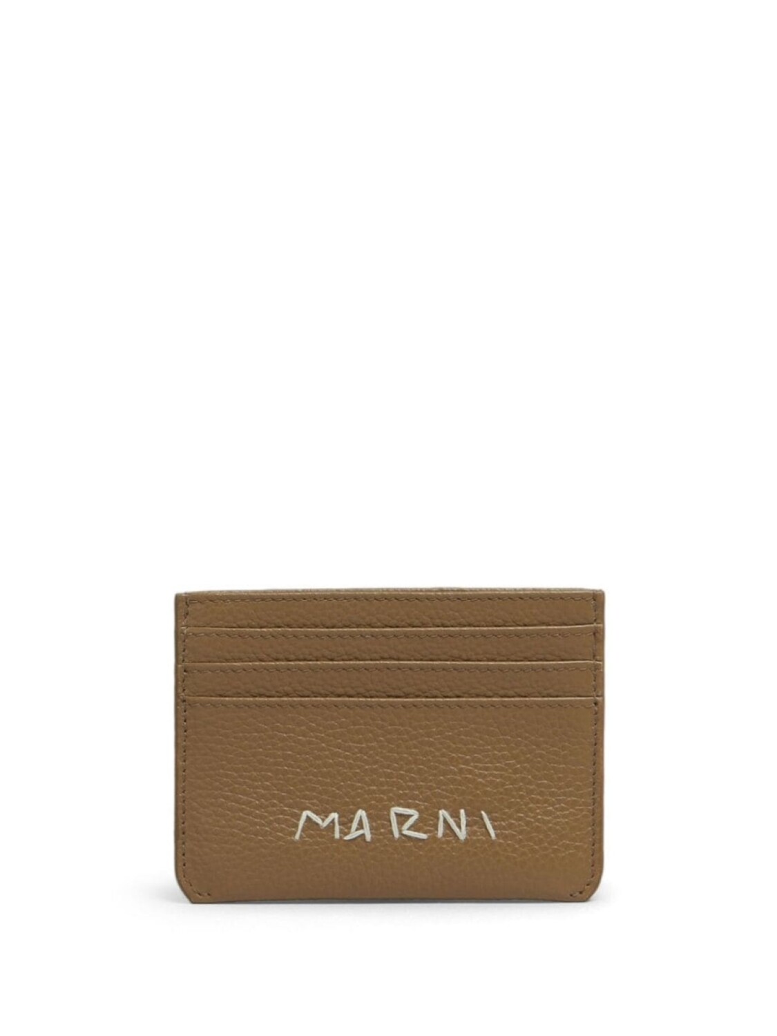 

Marni кожаный держатель для карт с вышитым логотипом, коричневый