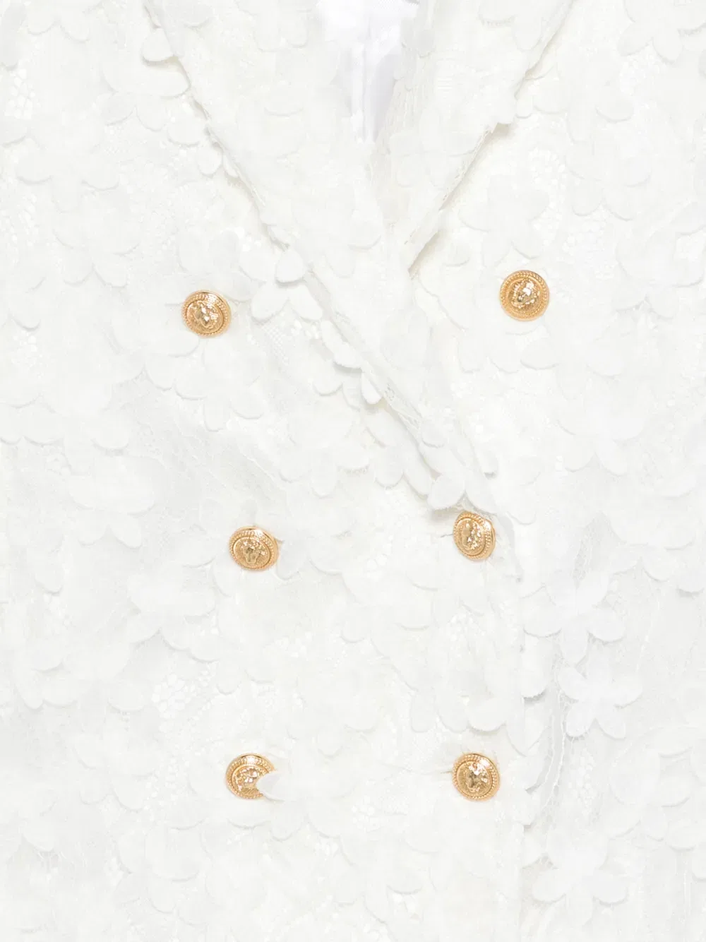 Двубортный блейзер с цветочным принтом Balmain Kids, белый — фото 3